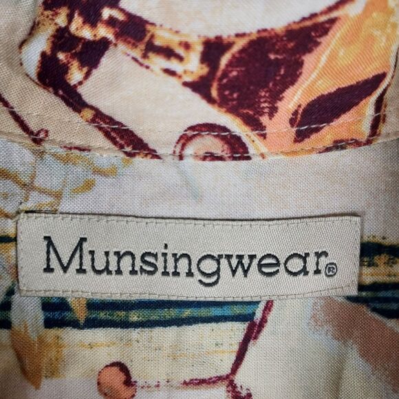Vintage Munsingwear Rayon Aloha Shirt Men’s L Short Sleeve Button Front Car Trop - Picture 3 of 8